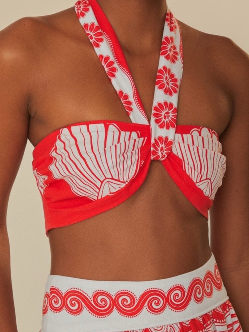 Farm Rio Red Ainika Shell Crop Top - Picture 4 of 7
